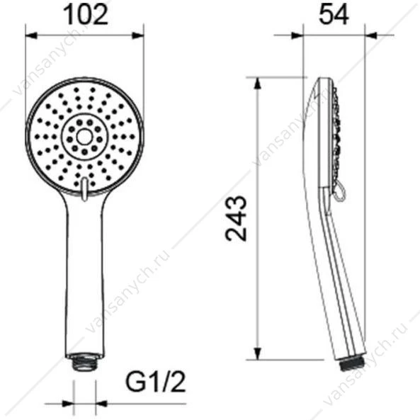 Лейка для душа AQUATEK БЕТТА, 100 3 jet, матовый черный AQ2009MB