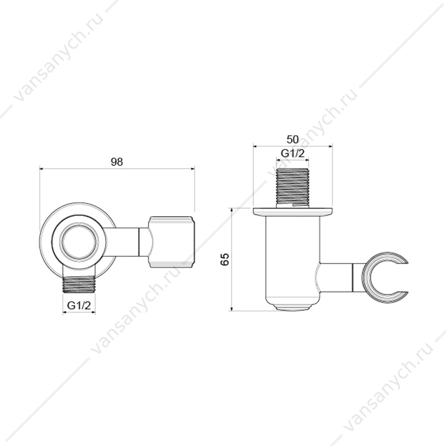 Шланговое подсоединение AQUATEK, полир. золото AQ2462PG Классик