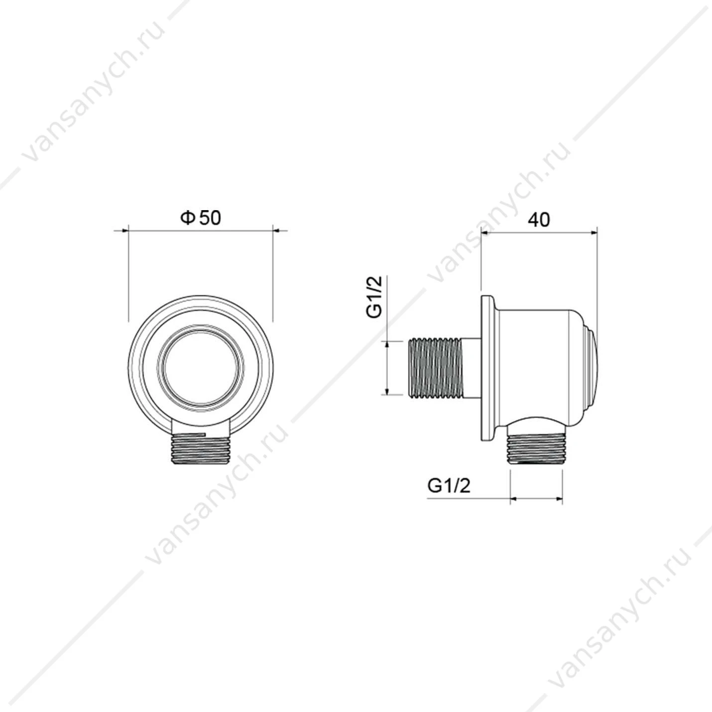 Шланговое подсоединение AQUATEK, полир. золото AQ2461PG Классик