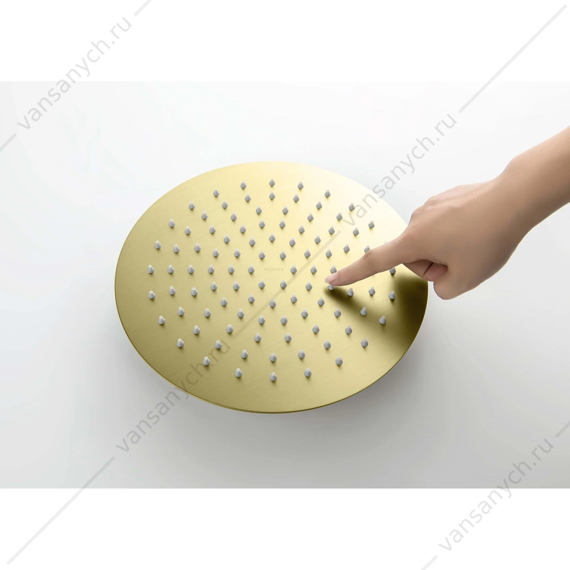 Верхний душ 25см AQUATEK, шлиф. золото, круглый, AQ2073BG