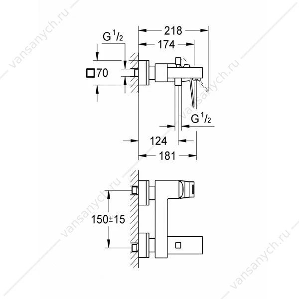 GROHE. Смеситель для ванны Eurocube, 23140000