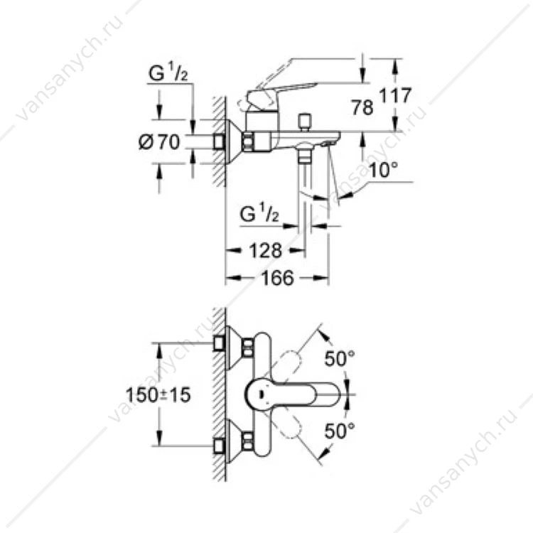 GROHE. Смеситель для ванны Bau Edge, 23334000