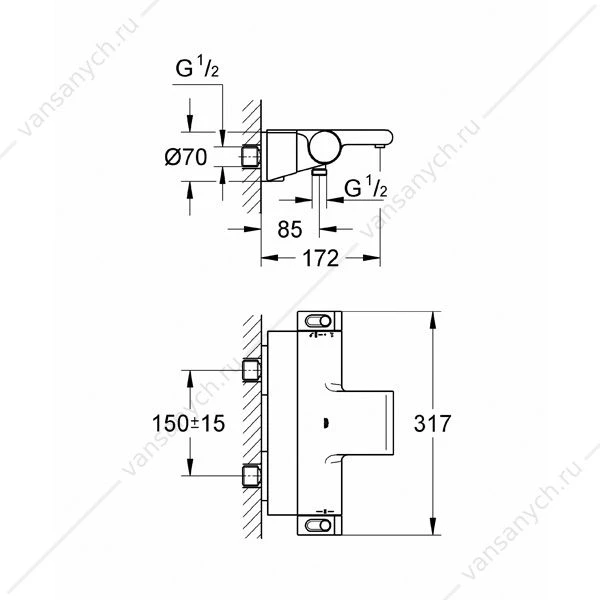 GROHE. Термостат для ванны Grohtherm 2000 NEW, 34464001