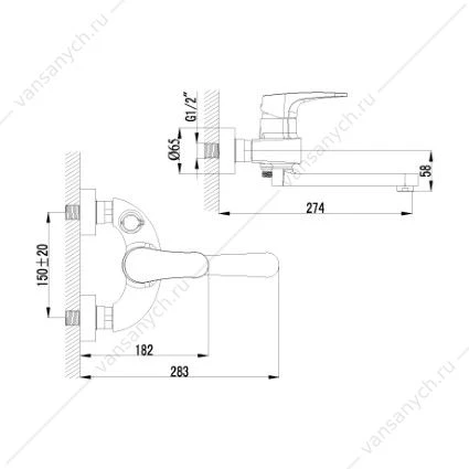 Смеситель Lemark Shift LM4314C для ванны