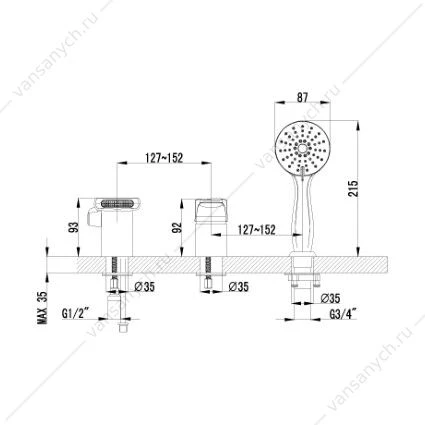 Смеситель встраиваемый Lemark Shift LM4345C для ванны