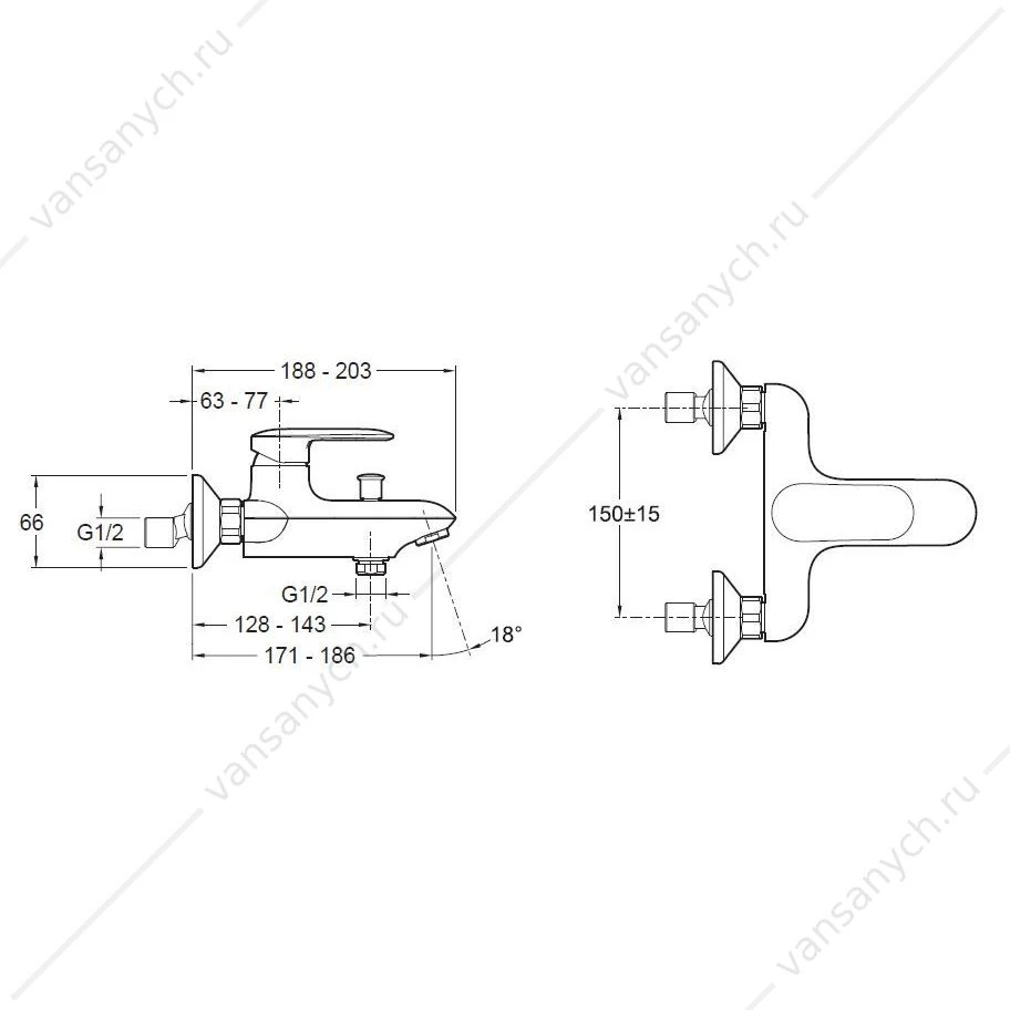 Смеситель для ванны KUMIN E99460-CP