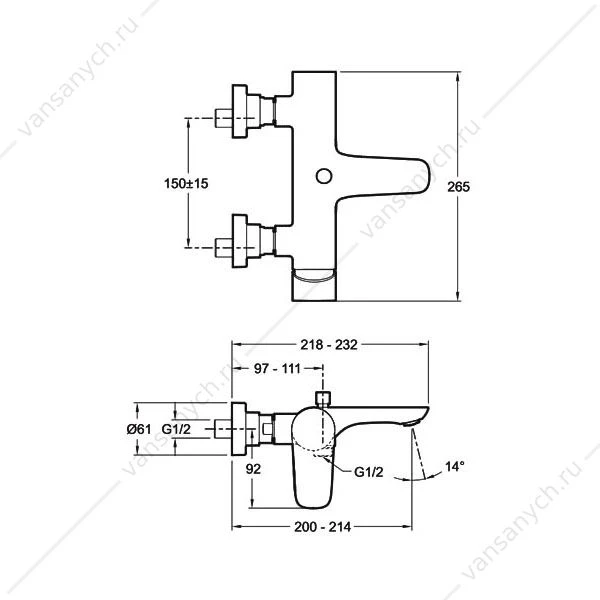 Смеситель для ванны ALEO E72282-CP