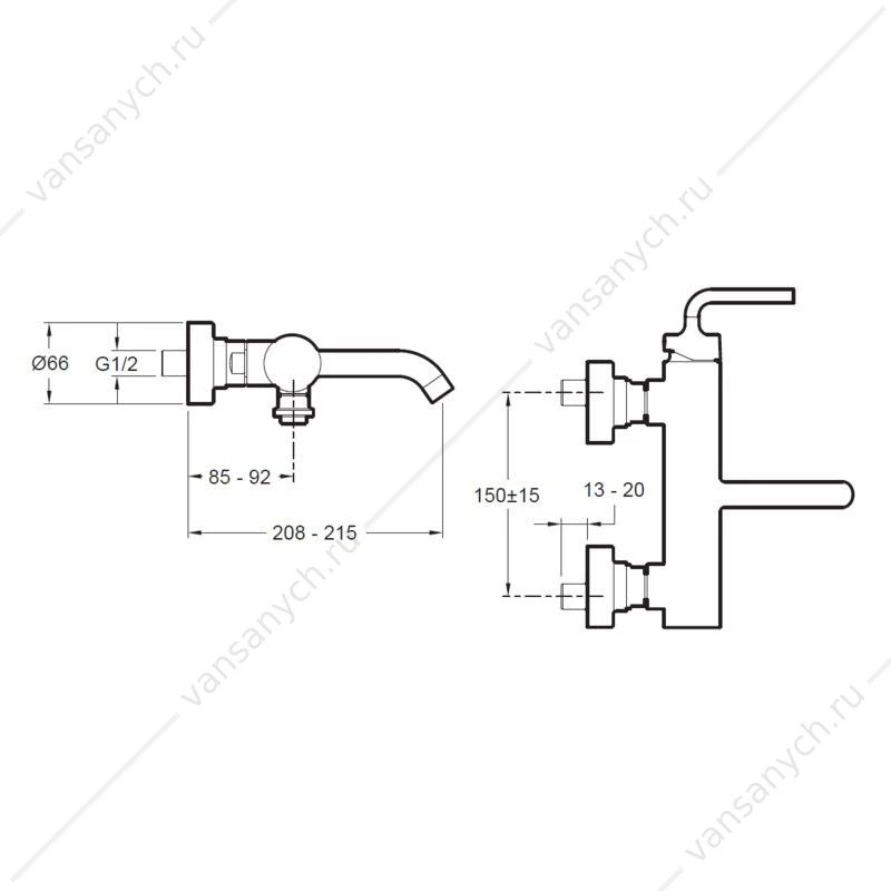 Смеситель для ванны PURIST E14589-4A-CP