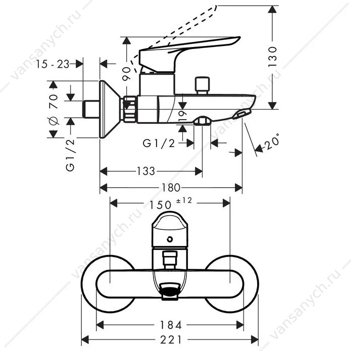 Смеситель для ванны Hansgrohe Logis E 71403000