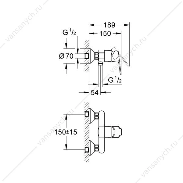 GROHE. Смеситель для душа Bau Edge, 23333000