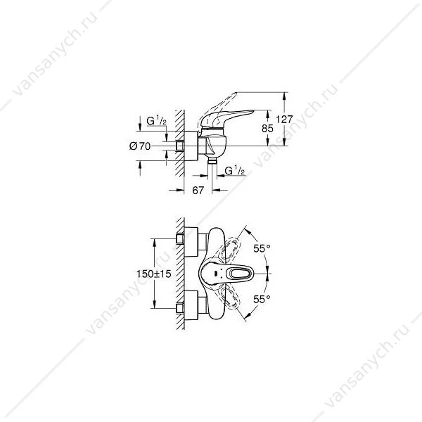 GROHE. Смеситель для душа Eurostyle 2015, внешний монтаж, 33590003
