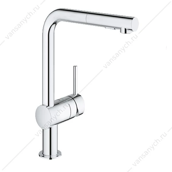 GROHE. Смеситель для мойки Minta, L-излив, с выдвижным изливом, 30274000