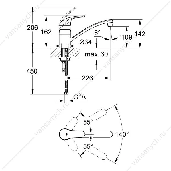 GROHE. Смеситель для мойки Euroeco, 32750000