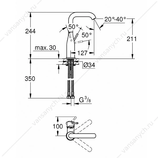GROHE. Смеситель для раковины Essence+, 1/2 (L-size), 23541001