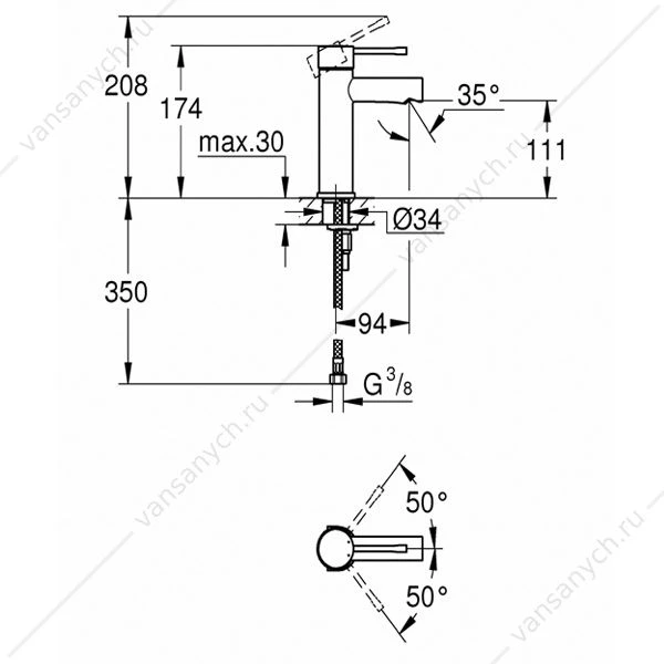 GROHE. Смеситель для раковины Essence, гладкий корпус, S-Size, 34294001