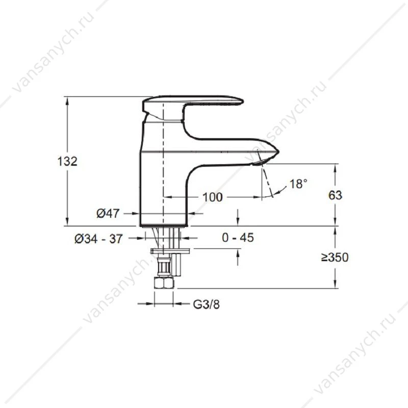 Смеситель для раковины без донного клапана KUMIN E99984-CP