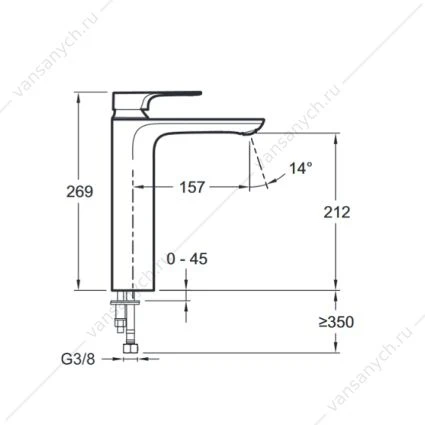 Смеситель для раковины высокий ALEO+ E72336-CP