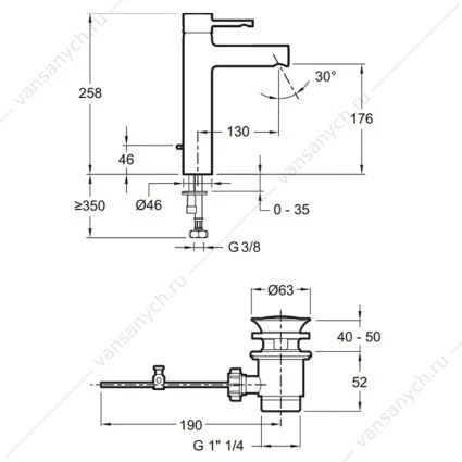 Смеситель для раковины высокий CUFF E37303-CP