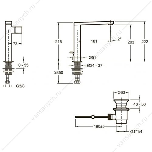 Смеситель для раковины высокий COMPOSED E73159-CP
