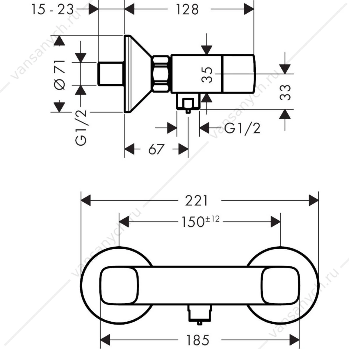 Смеситель Hansgrohe Logis для душа с двумя рукоятками 71263000