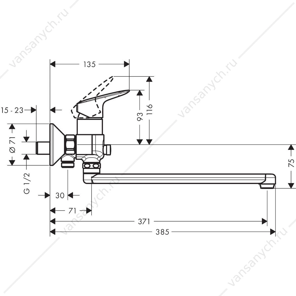 Смеситель Hansgrohe Logis для ванны с длинным изливом 71402000