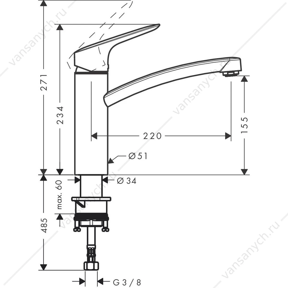 Смеситель Hansgrohe Logis для кухни 160 арт. 71832000