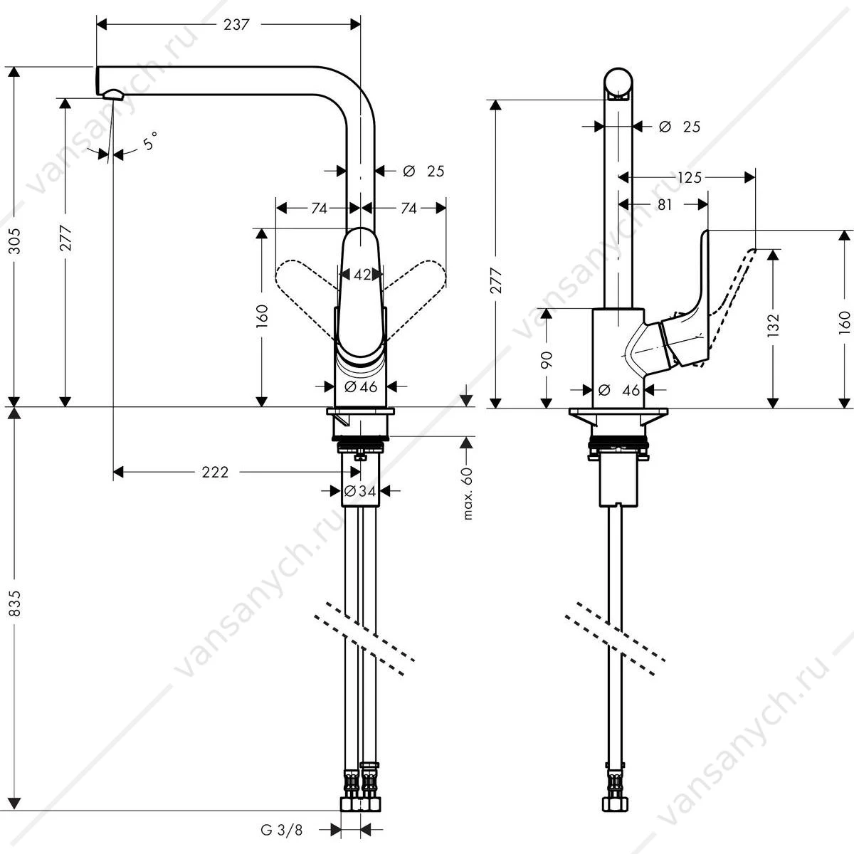 Смеситель для кухни Hansgrohe Focus 280 арт. 31817000