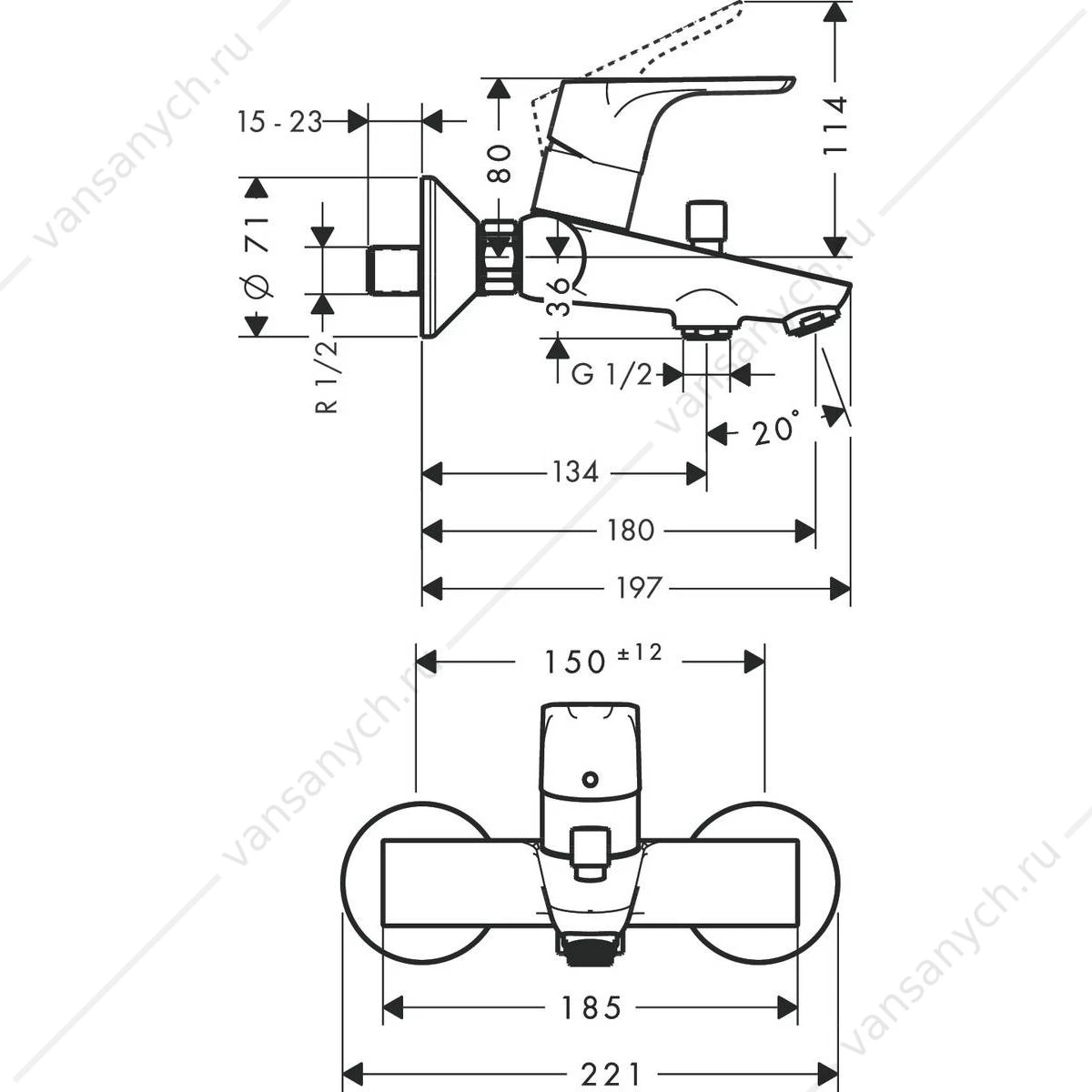 Смеситель для ванны Hansgrohe Focus 31940000