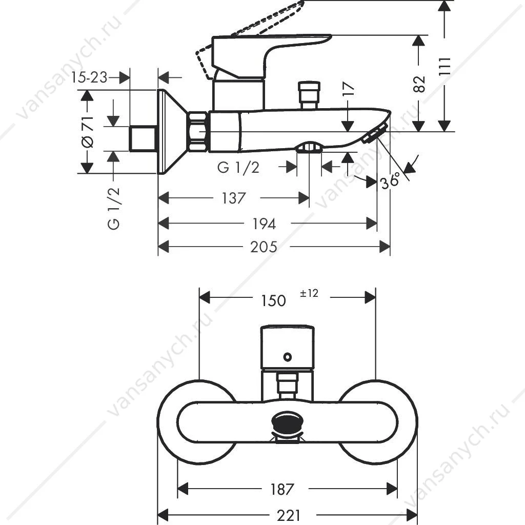 Смеситель для ванны Hansgrohe Talis E 71740000