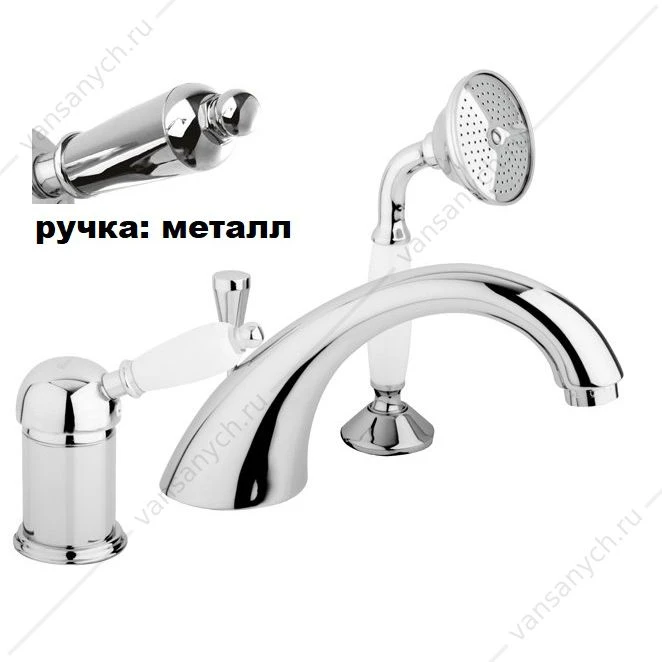 Смеситель на борт ванны с выдвижным душем CEZARES ELITE-BVDM хром