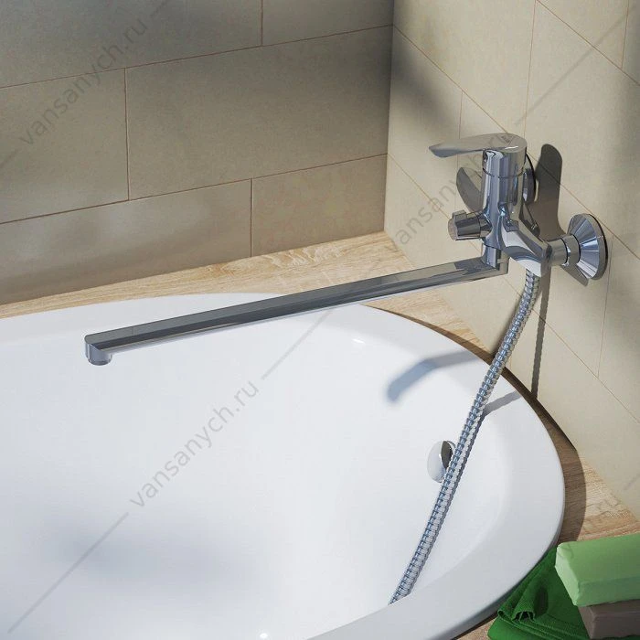 Смеситель для ванны с длин. изливом и керамич. дивертором, Ray, Iddis, RAYSBL2i10WA