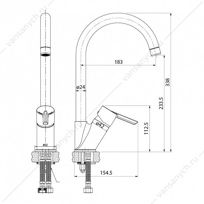 Смеситель для кухни, Kitchen Line, IDDIS, K11SB0Ji05