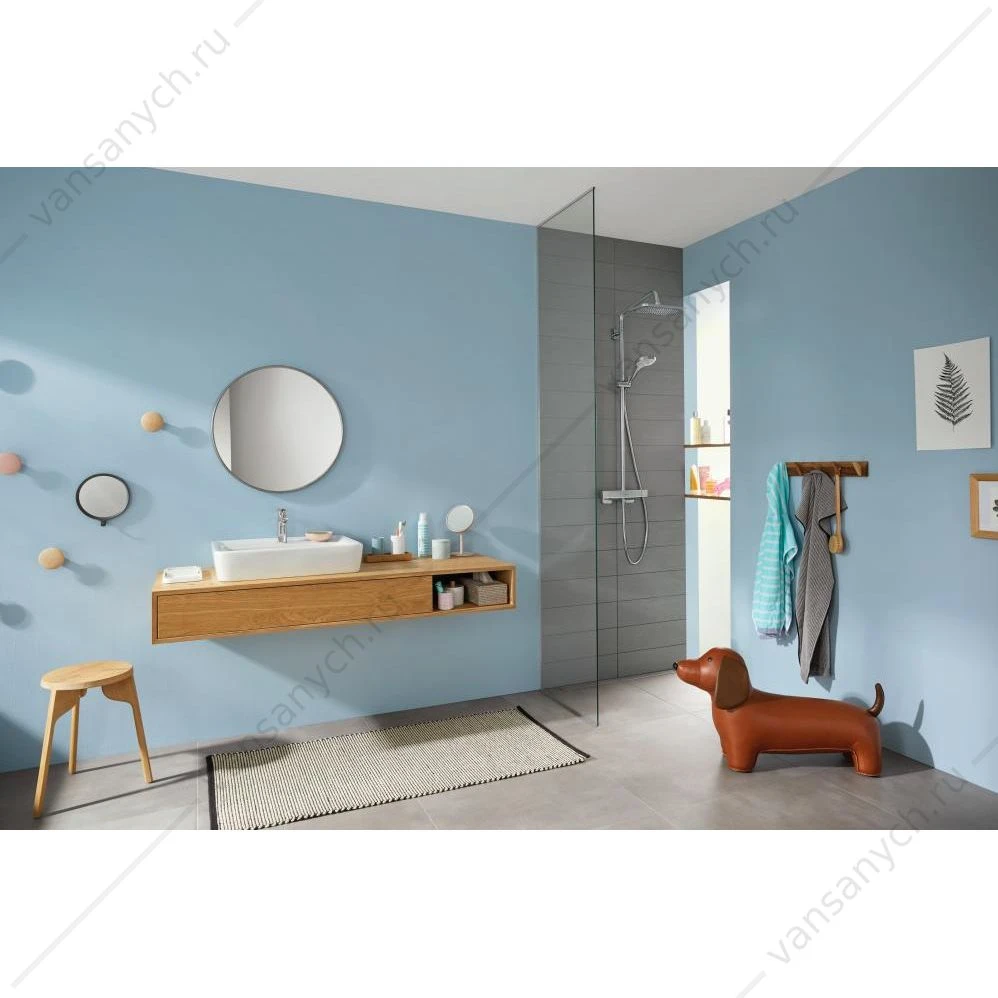 Душевая система с термостатом и тропическим душем Hansgrohe Croma E Showerpipe 280 1jet 27630000