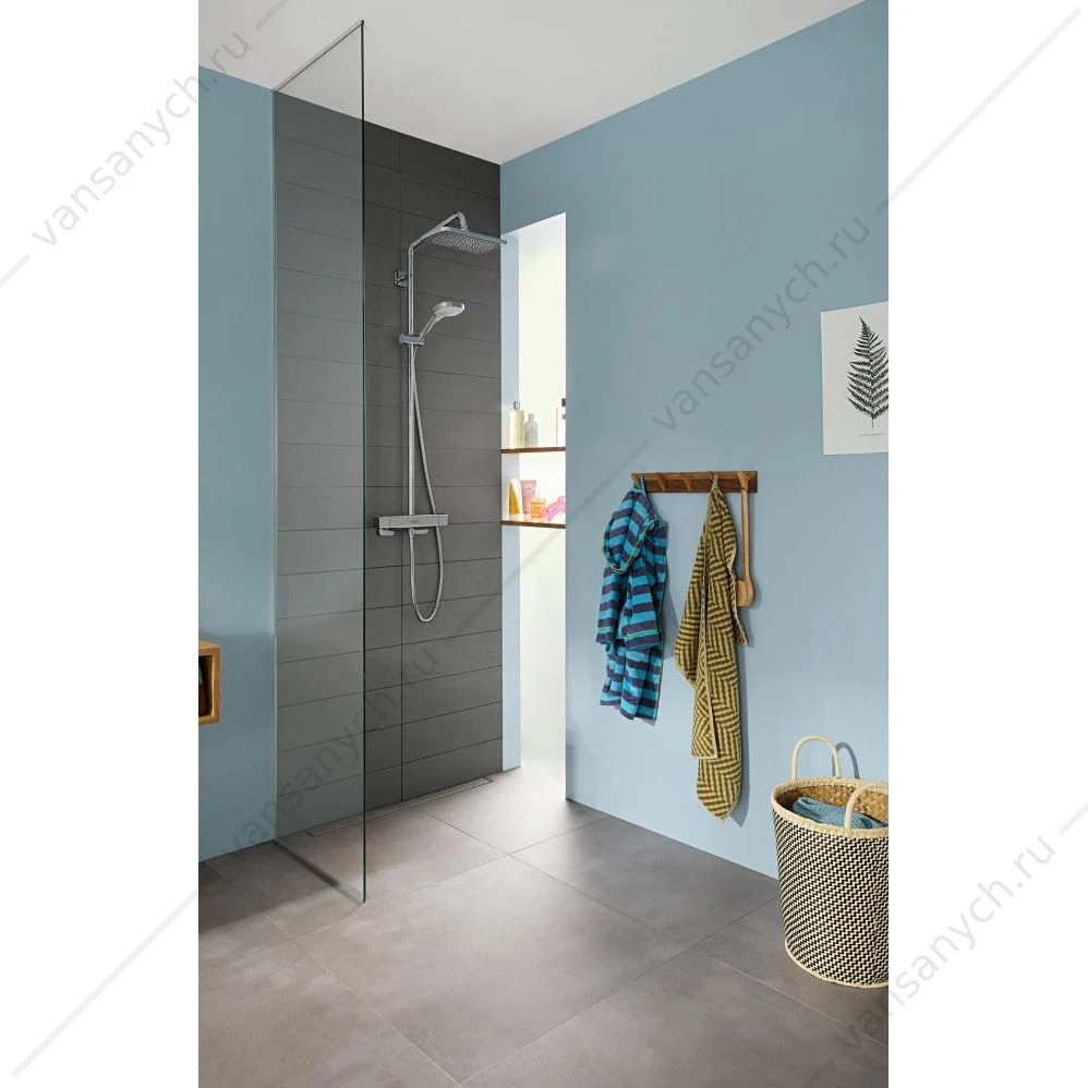 Душевая система с термостатом и тропическим душем Hansgrohe Croma E Showerpipe 280 1jet 27630000
