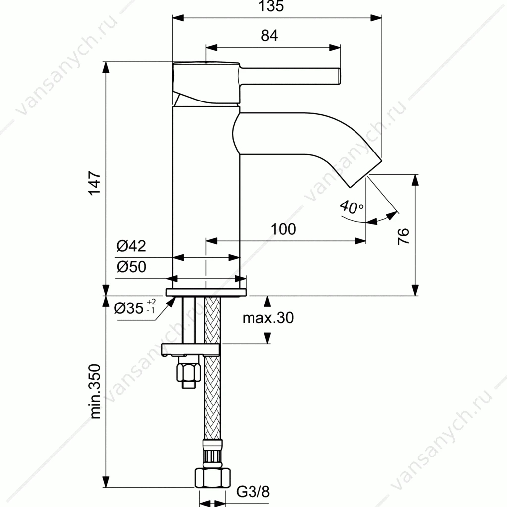 Смеситель для умывальника Ideal Standard CERALINE BC268AA