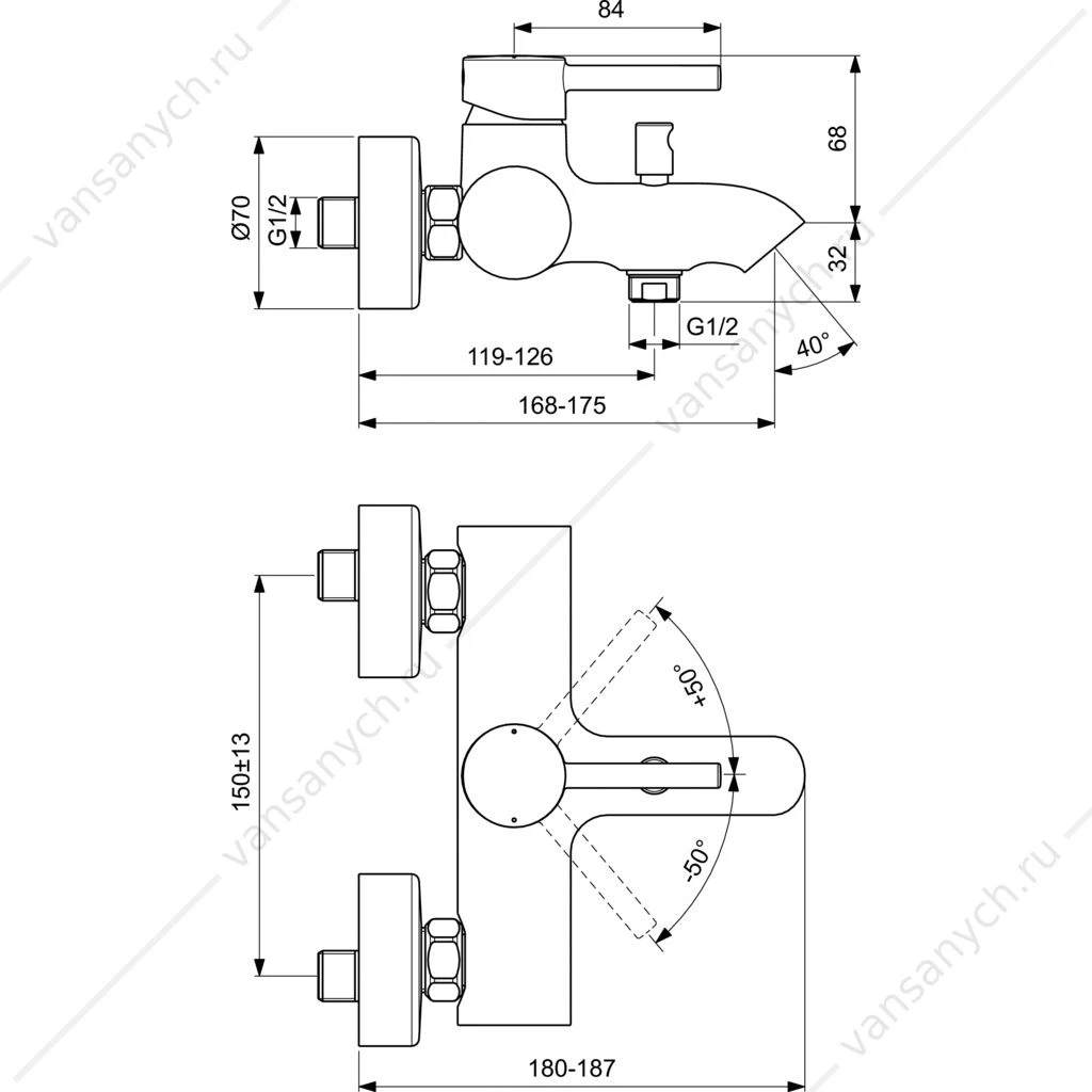 Смеситель для ванны/душа Ideal Standard CERALINE BC199AA