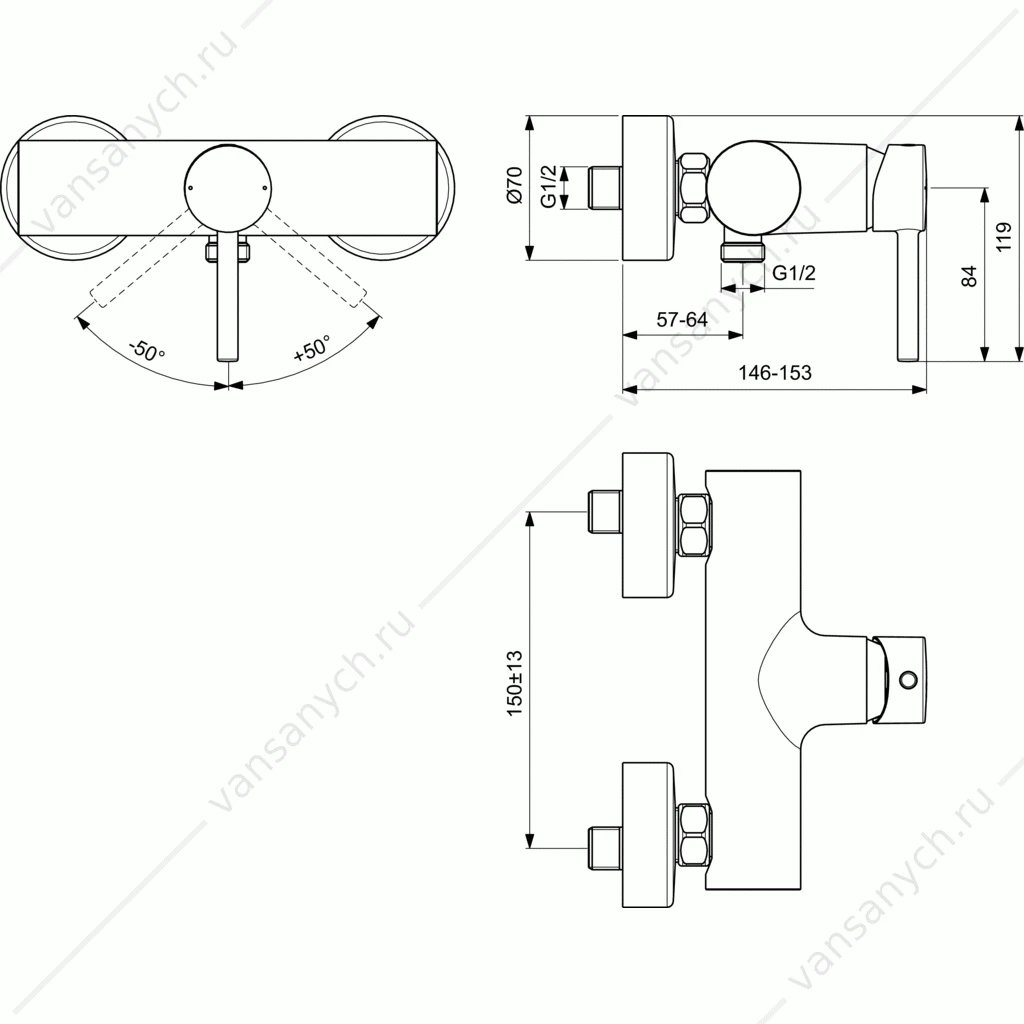 Смеситель для душа Ideal Standard CERALINE BC200AA