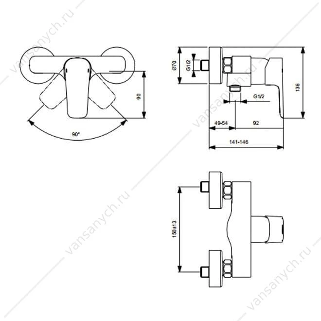 Смеситель для душа Ideal Standard CERAPLAN III B0716AA