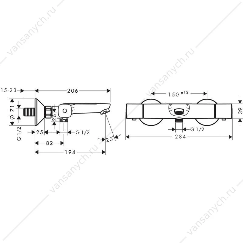 Смеситель термостат для ванны HANSGROHE Ecostat Universal 13123000