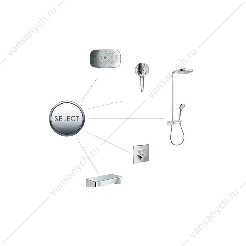 Смеситель термостат для душа HANSGROHE Ecostat Select с кнопками упр 13171000