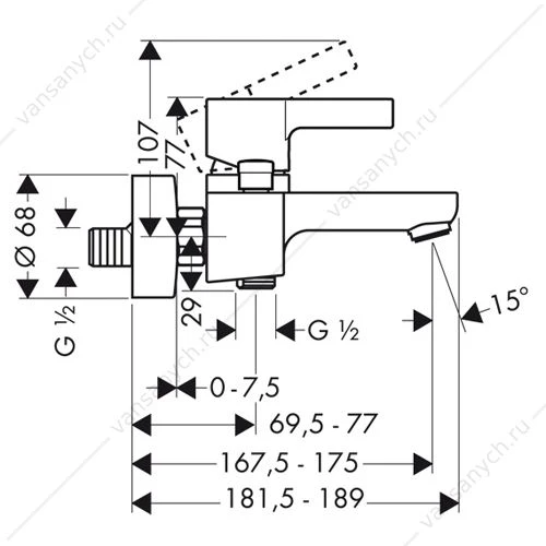 Смеситель для ванны HANSGROHE Metris S 31460000