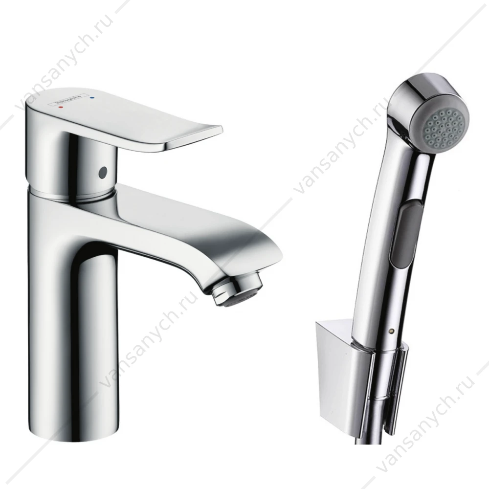 Смеситель для раковины HANSGROHE Metris 110 мм с гигиеническим душем 31285000