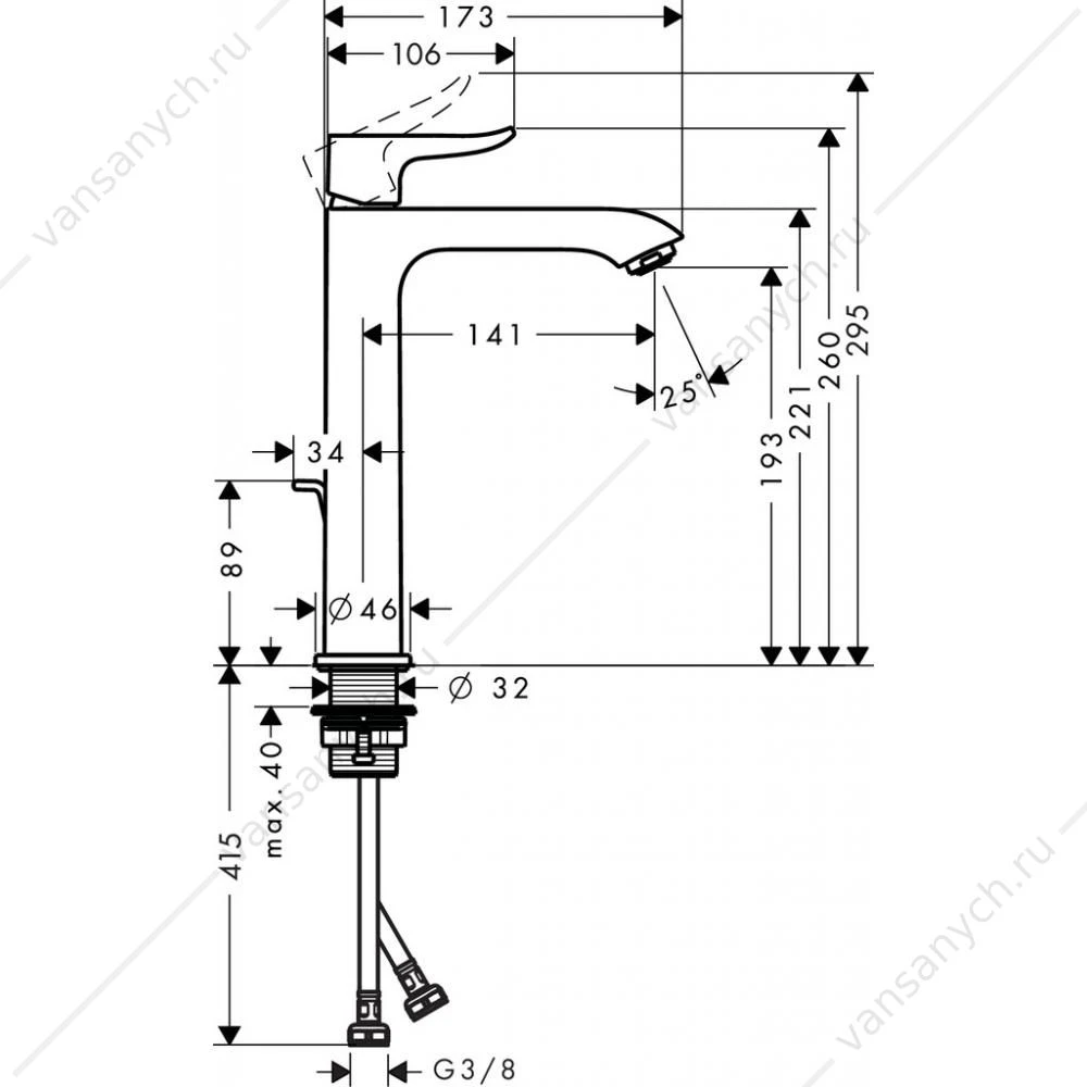 Смеситель для  раковины HANSGROHE Metris 200 мм  31183000