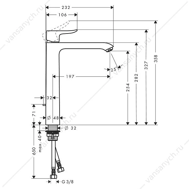 Смеситель для  раковины HANSGROHE Metris 260 мм  31082000