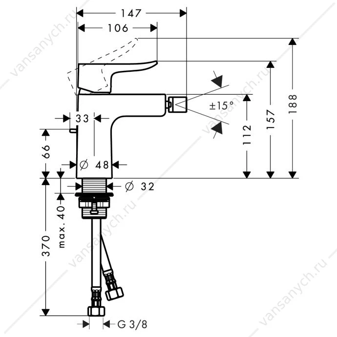 Смеситель для  биде HANSGROHE Metris 31280000