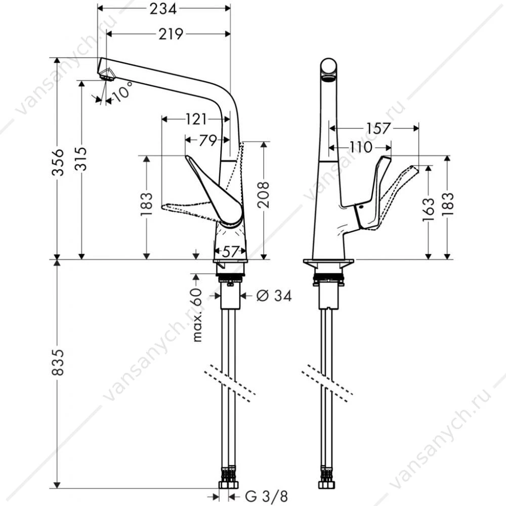 Смеситель для  кухни HANSGROHE Metris 14822800