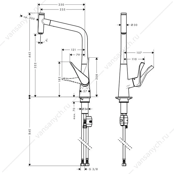 Смеситель для  кухни HANSGROHE Metris Select 14884000