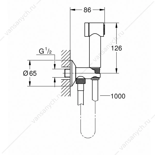 GROHE. Гигиенический душ Sena, душевой шланг Silverflex 1000 мм, 26329000