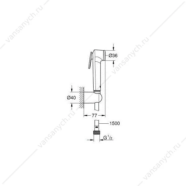 GROHE. Гигиенический душ Tempesta-F, с держаиелем, душевой шланг Silverflex 1500 мм, 26353000