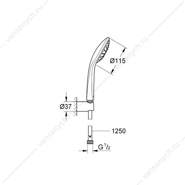 GROHE. Душевой набор Euphoria 110 Mono, душевой шланг 1250 мм, 27354000